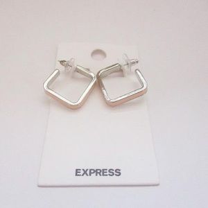 NWT Express Peach and Silver Tone Square Hoop Earrings